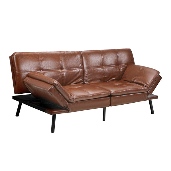  Sofa Bed Convertible Leather Polyester 3-Seater