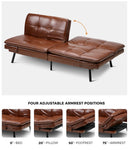 Sofa Bed Convertible Leather Polyester 3-Seater