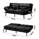Sofa Bed Futon Lounge Couch Convertible Leather 3-Seater Black