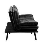 Sofa Bed Futon Lounge Couch Convertible Leather 3-Seater Black