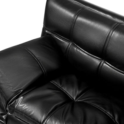 Sofa Bed Futon Lounge Couch Convertible Leather 3-Seater Black