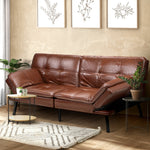 Sofa Bed 3-Seater Convertible Leather Brown