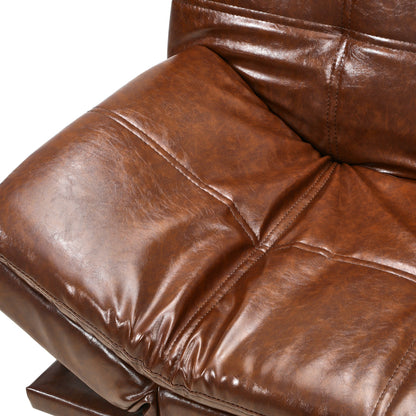 Sofa Bed 3-Seater Convertible Leather Brown