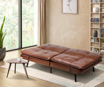 Sofa Bed 3-Seater Convertible Leather Brown
