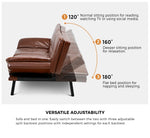Sofa Bed 3-Seater Convertible Leather Brown
