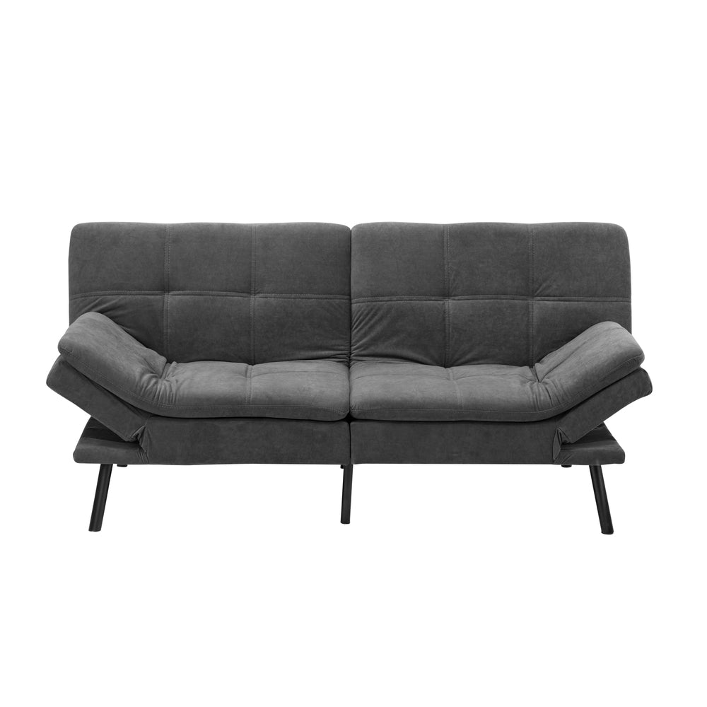 Sofa Bed Futon Lounge Couch Convertible Polyester 3-Seater Grey