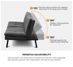 Sofa Bed Futon Lounge Couch Convertible Polyester 3-Seater Grey