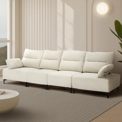 4 Seater Sofa Couch Chenille Adjustable Armrest Chair Beige