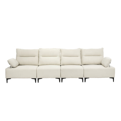 4 Seater Sofa Couch Chenille Adjustable Armrest Chair Beige