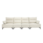 4 Seater Sofa Couch Chenille Adjustable Armrest Chair Beige