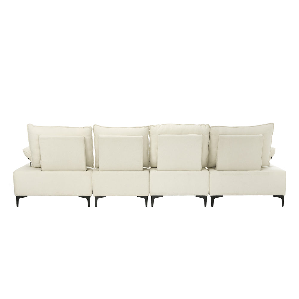 4 Seater Sofa Couch Chenille Adjustable Armrest Chair Beige