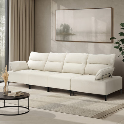4 Seater Sofa Couch Chenille Adjustable Armrest Chair Beige