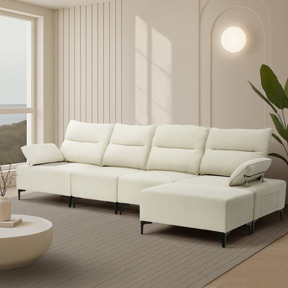 5 Seater Modular Sofa Chenille Couch Armrest Ottoman Set