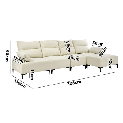 5 Seater Modular Sofa Chenille Couch Armrest Ottoman Set