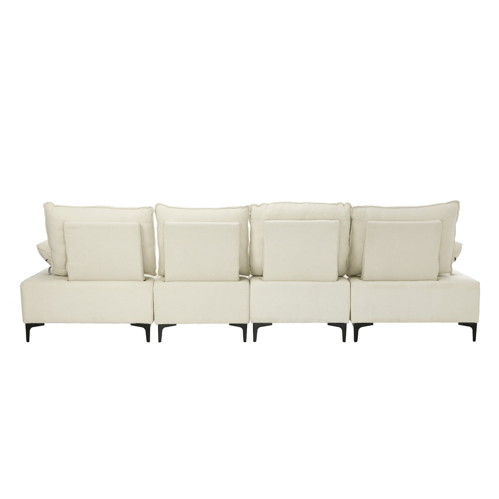 5 Seater Modular Sofa Chenille Couch Armrest Ottoman Set