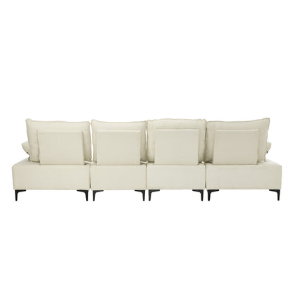 5 Seater Modular Sofa Chenille Couch Armrest Ottoman Set