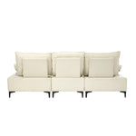 3 Seater Couch Sofa Chenille Adjustable Armrest Beige