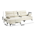 4 Seater Chenille Modular Sofa Adjustable Armrest Ottoman