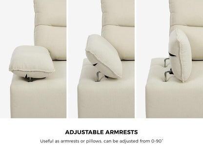 4 Seater Chenille Modular Sofa Adjustable Armrest Ottoman