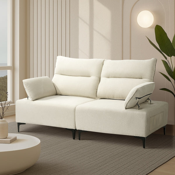  2 Seater Love Seat Couch Sofa Lounge Side Pocket Armrest