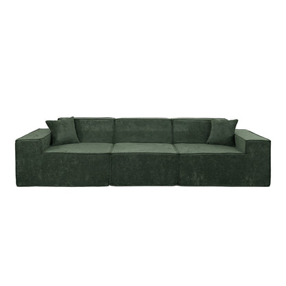 300cm Modular Sofa Compressed Convertible Chenille Green - 4