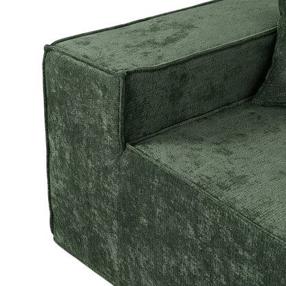 300cm Modular Sofa Compressed Convertible Chenille Green - 7