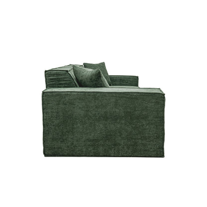 300cm Modular Sofa Compressed Convertible Chenille Green - 3
