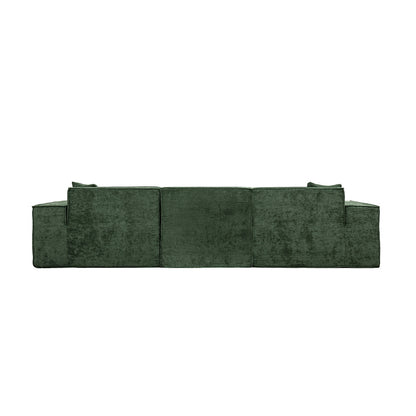 300cm Modular Sofa Compressed Convertible Chenille Green - 10