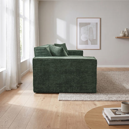 300cm Modular Sofa Compressed Convertible Chenille Green - 6