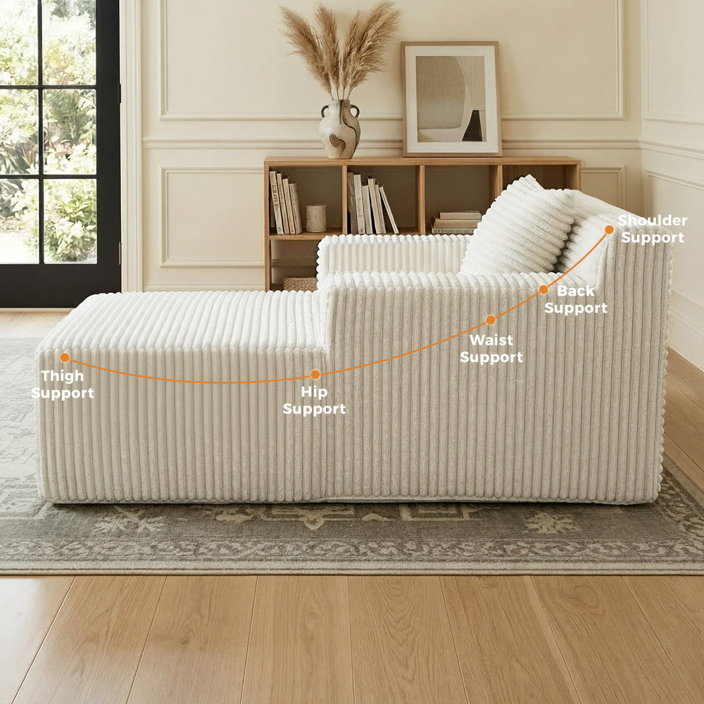 Chaise Chair Corduroy Single Sofa Couch - 7