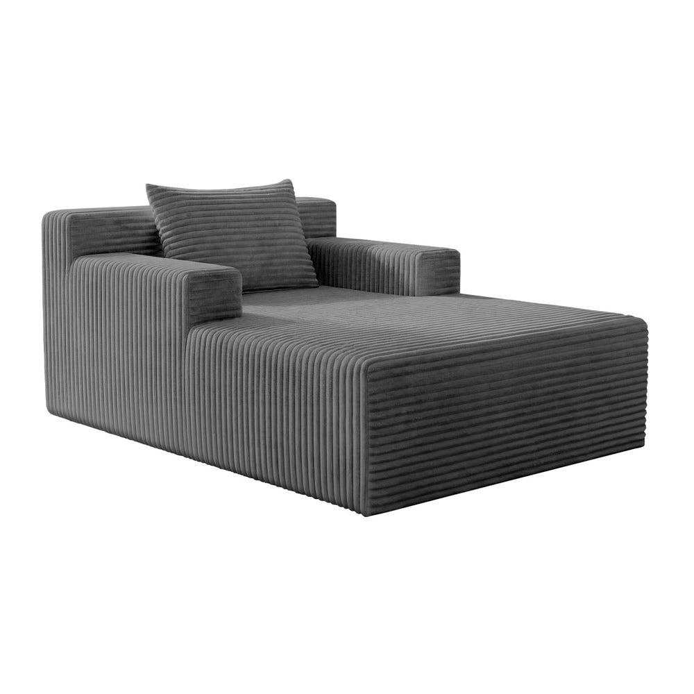 Corduroy Chaise Sofa Chair Single Seater Grey | HomeAndLivin