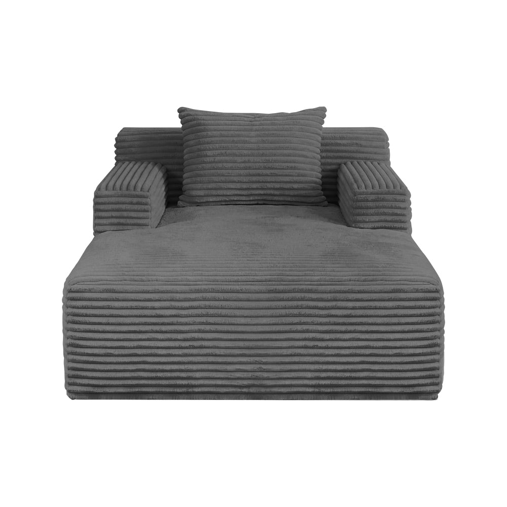 Corduroy Chaise Sofa Chair Single Seater Grey | HomeAndLivin