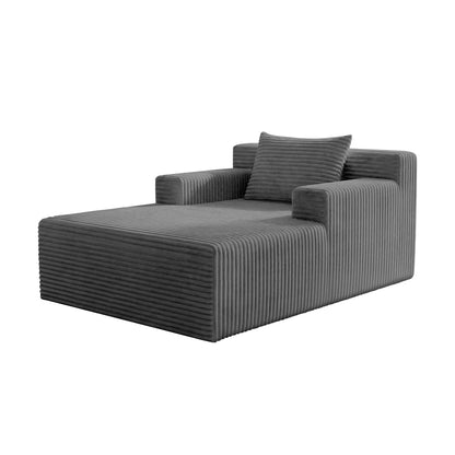 Corduroy Chaise Sofa Chair Single Seater Grey | HomeAndLivin