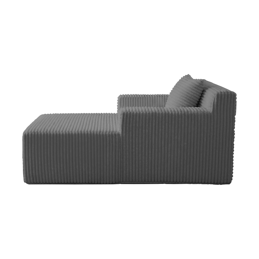 Corduroy Chaise Sofa Chair Single Seater Grey | HomeAndLivin