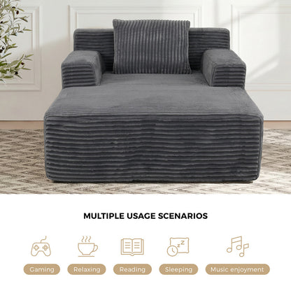 Corduroy Chaise Sofa Chair Single Seater Grey | HomeAndLivin