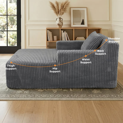 Corduroy Chaise Sofa Chair Single Seater Grey | HomeAndLivin