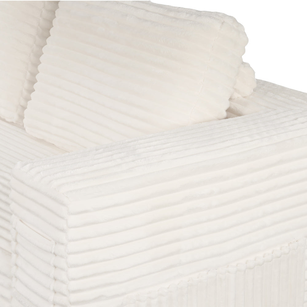 L Shape Sofa Cloud Couch Chaise Corduroy Beige - 3