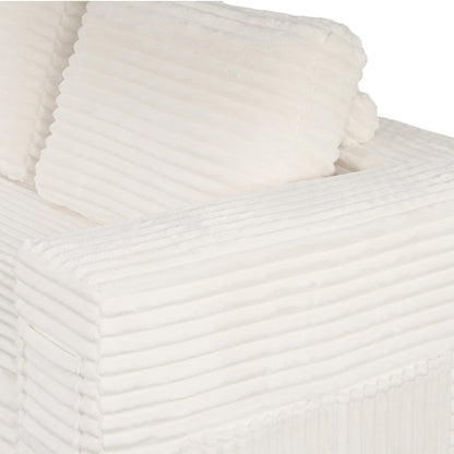 L Shape Sofa Cloud Couch Chaise Corduroy Beige - 3