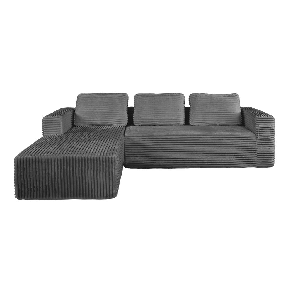 Modular L Shape Sofa Cloud Couch Chaise Corduroy Grey - 9