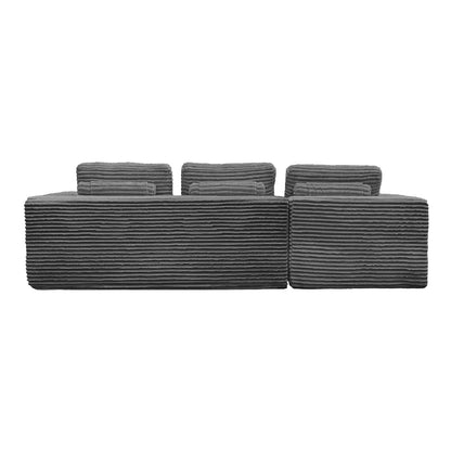 Modular L Shape Sofa Cloud Couch Chaise Corduroy Grey - 3