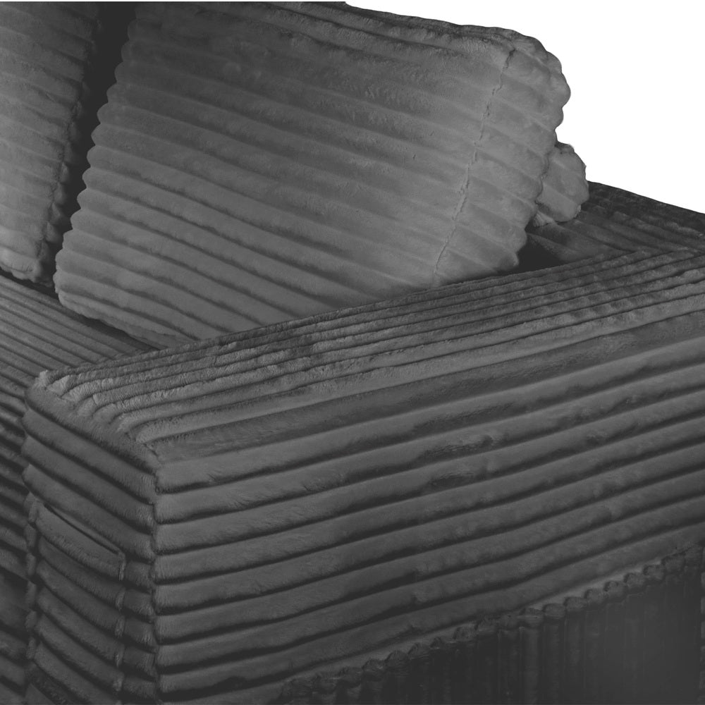 Modular L Shape Sofa Cloud Couch Chaise Corduroy Grey - 7