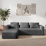 Modular L Shape Sofa Cloud Couch Chaise Corduroy Grey