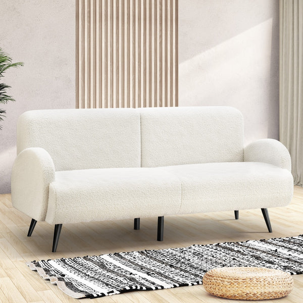  Sherpa Sofa Luxury 3 Seater Fleece White