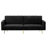 3-Seater Sofa Bed Velvet Black/Blue