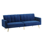 3-Seater Sofa Bed Velvet Black/Blue