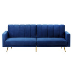 3-Seater Sofa Bed Velvet Black/Blue