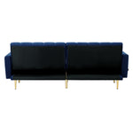 3-Seater Sofa Bed Velvet Black/Blue