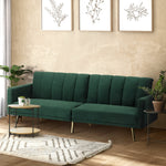 3 Seater Sofa Bed Convertible Velvet Green