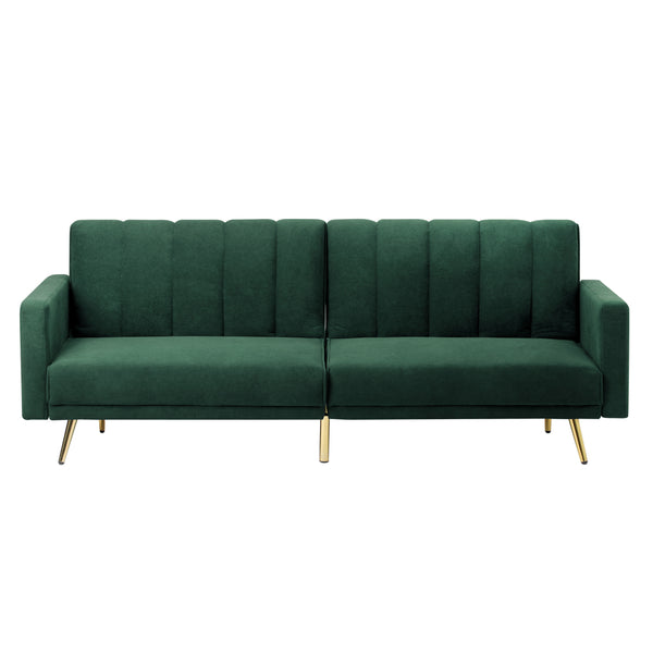  3 Seater Sofa Bed Convertible Velvet Green