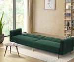 3 Seater Sofa Bed Convertible Velvet Green